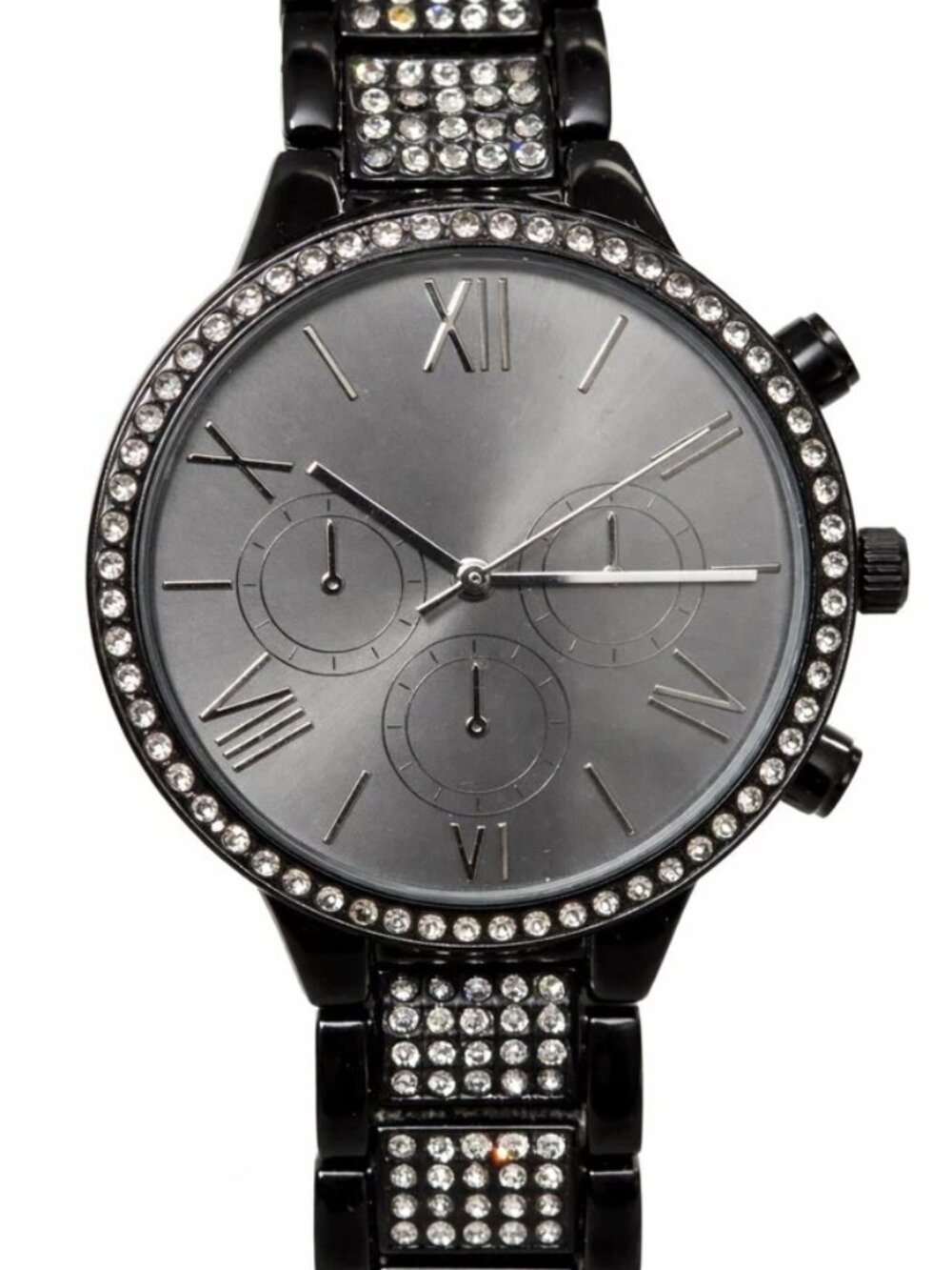 INC International Concepts Women’s Black Crystal Bracelet Watch New-Open Box